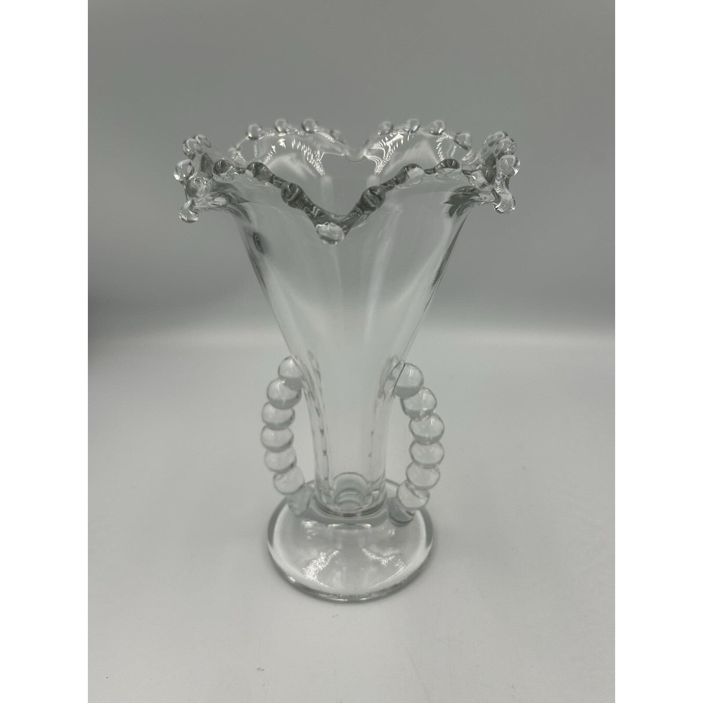 VTG Imperial Glass Candlewick 2 handle flared vase by the Imperial Glass Corp